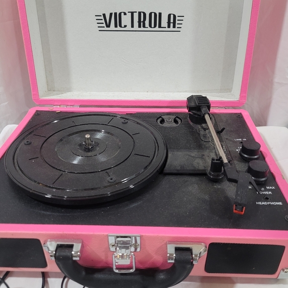 Victrola's pink black The Journey Suitcase Record Player UNTESTED NO RECORDS - Picture 9 of 14
